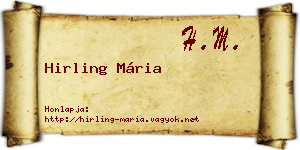 Hirling Mária névjegykártya